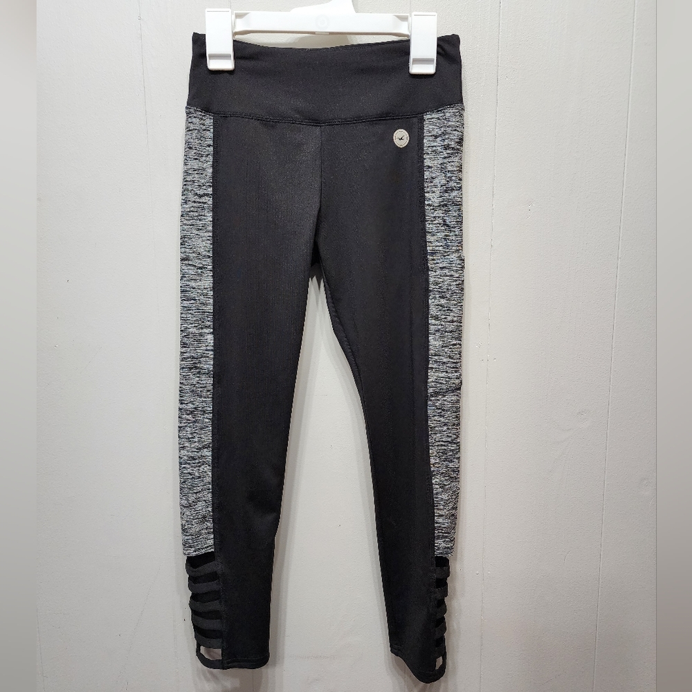 Hollister Cali Sport Capri Leggings XS Workout Athletic‎ Black Gray B546